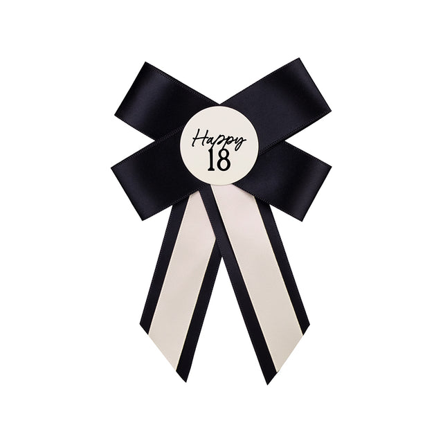 Cream and Black Happy 18 Rosette