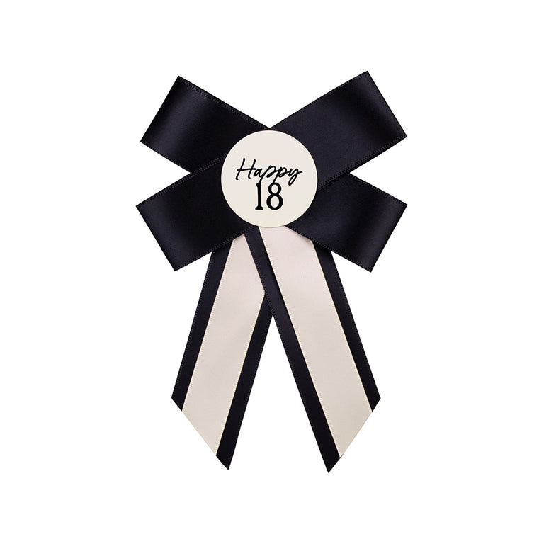 Cream and Black Happy 18 Rosette