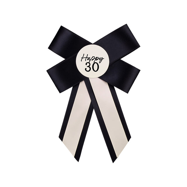Cream and Black Happy 30 Rosette