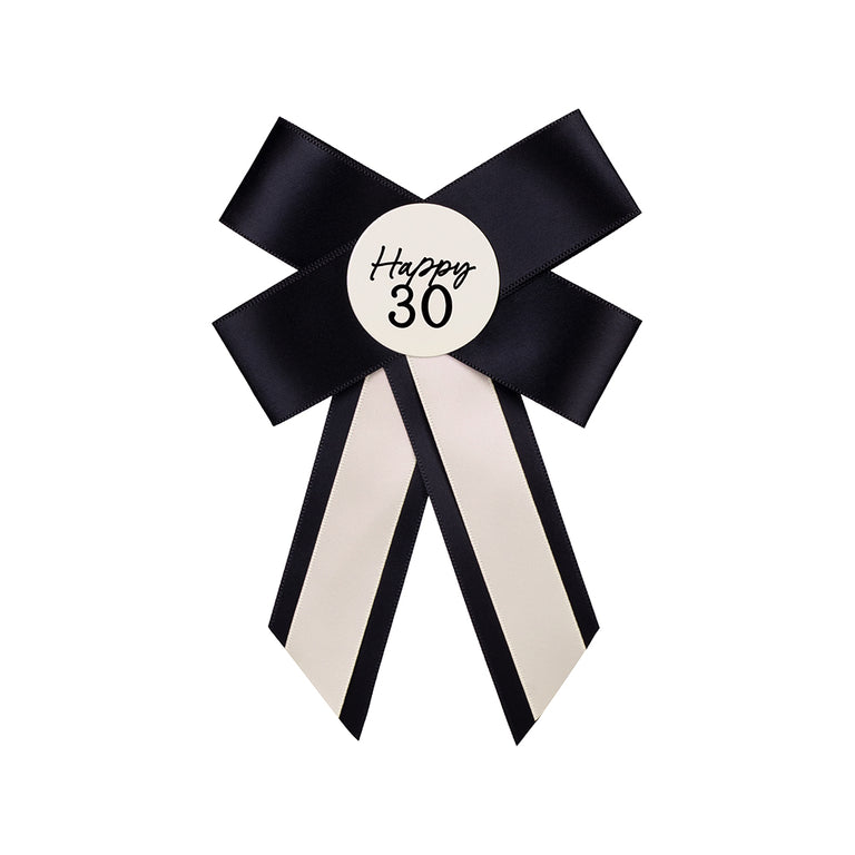 Cream and Black Happy 30 Rosette