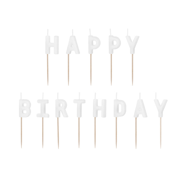 White Happy Birthday Candles