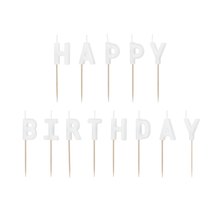 White Happy Birthday Candles