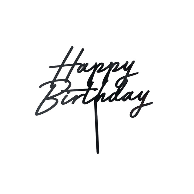 Black Happy Birthday Cake Topper