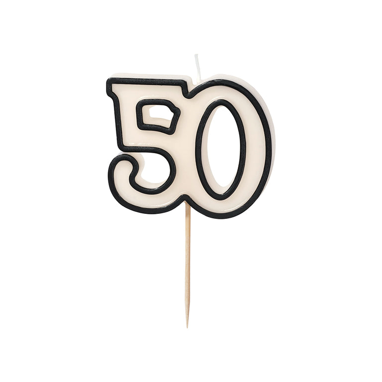 Black and Cream Number 50 Candle
