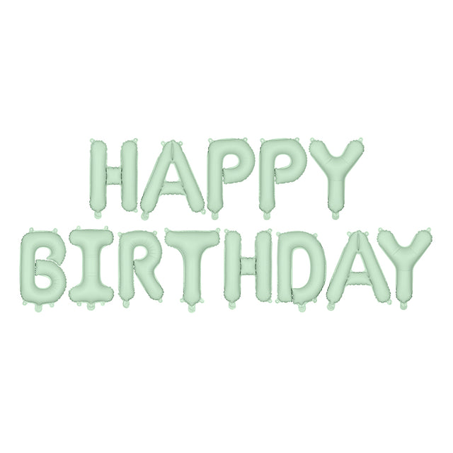 Pastel Green Happy Birthday Foil Balloons