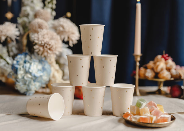 Beige Star Paper Cups - Set of 6