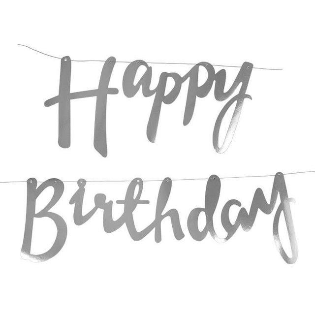 Silver Foil Happy Birthday Paper Bunting