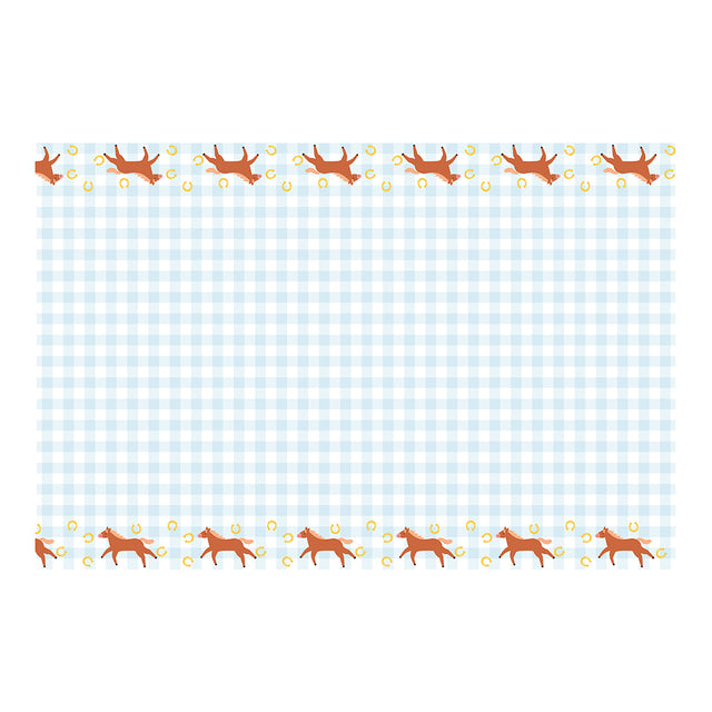 Pastel Ponies Checkered Paper Tablecloth