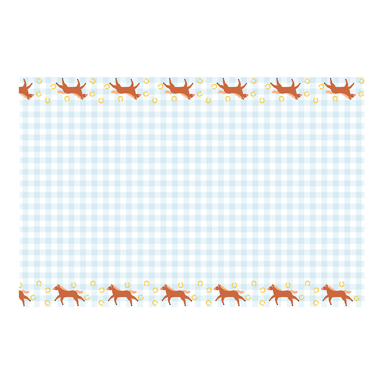 Pastel Ponies Checkered Paper Tablecloth