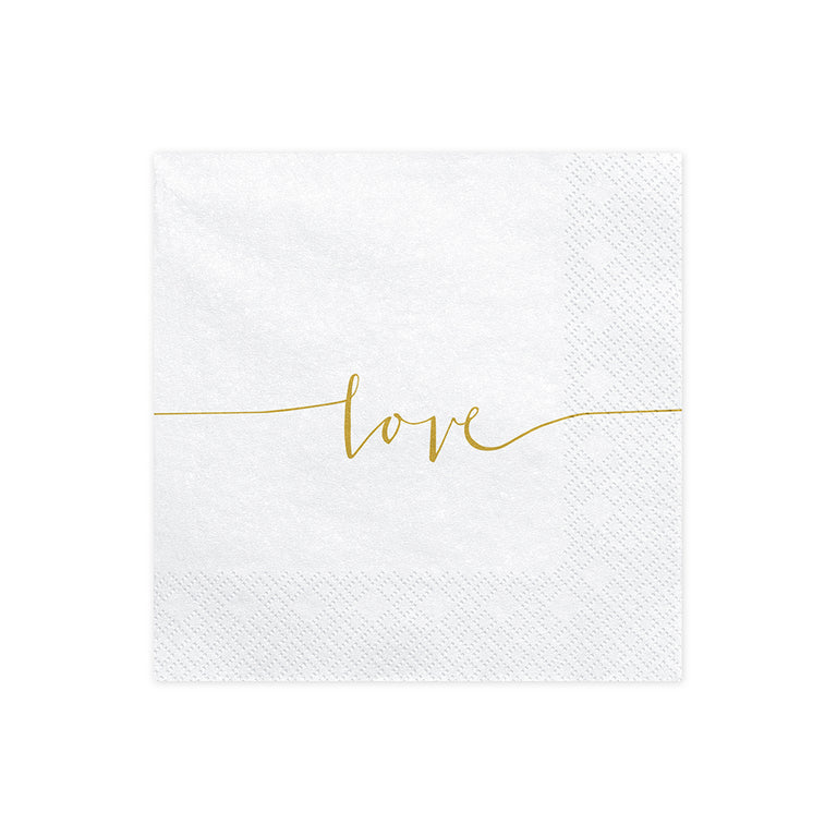 White Love Paper Napkins