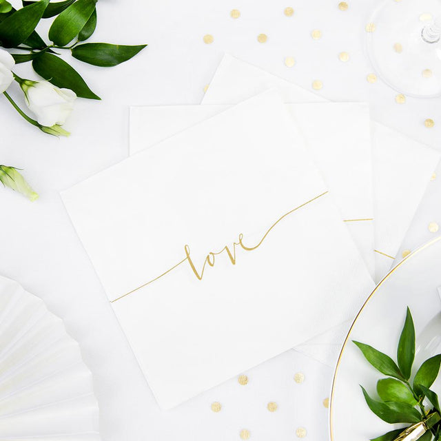 White Love Paper Napkins