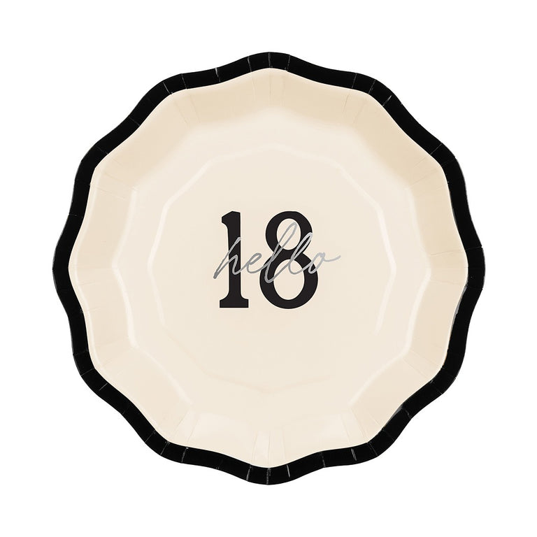 Cream Hello 18 Paper Plates