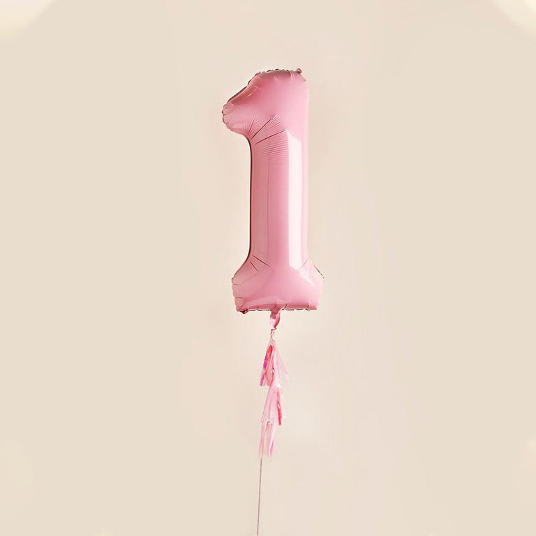 Large Pastel Pink Number 1 Foil Balloon