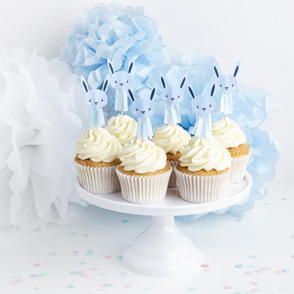 Blue Bunny Tassel Cake Picks - Set of 6