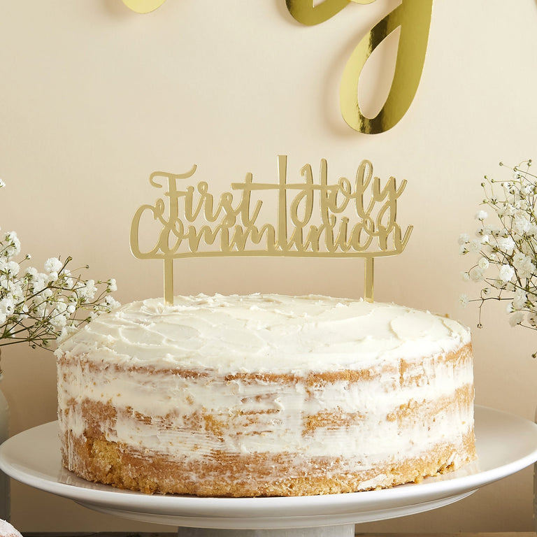 Gold First Holy Communion Cake Topper