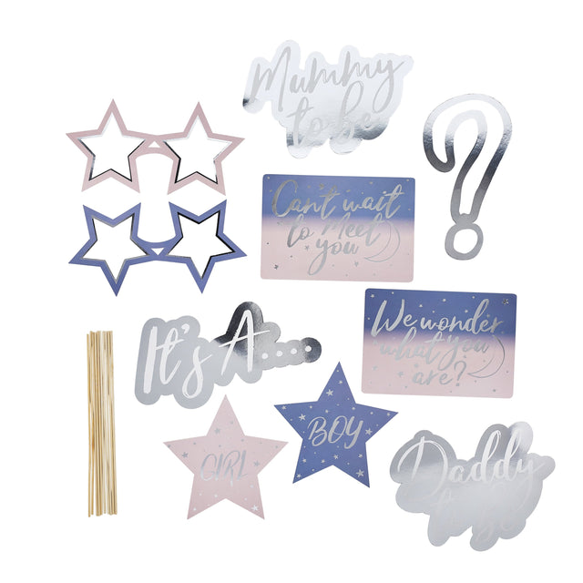 Gender Reveal Photo Props - Set of 10