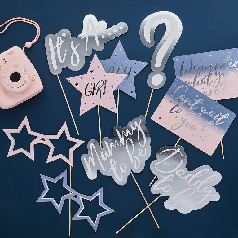 Gender Reveal Photo Props - Set of 10