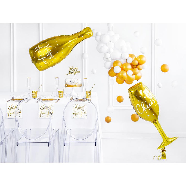 Gold Champagne Glass Foil Balloon - Set of 1