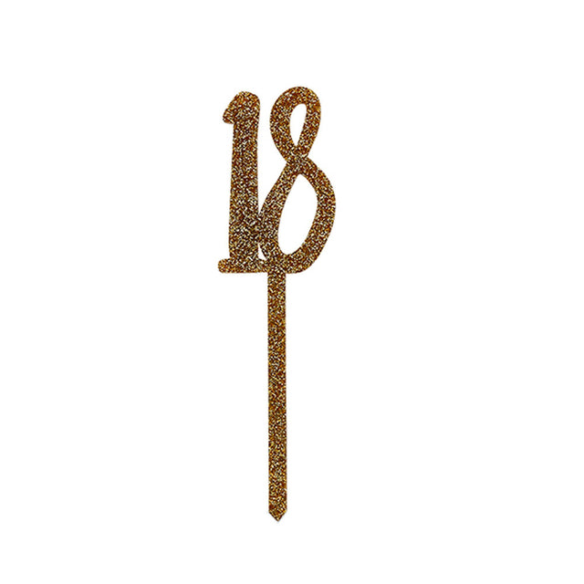 Gold Glitter Acrylic 18 Cake Topper