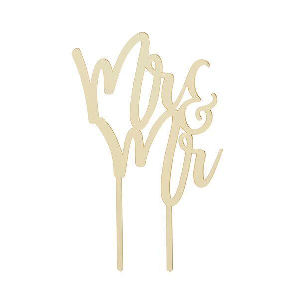 Gold Mirror Mr & Mr Acrylic Cake Topper