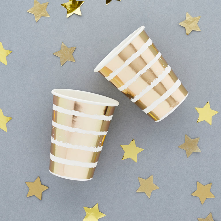 Gold Striped Paper Cups