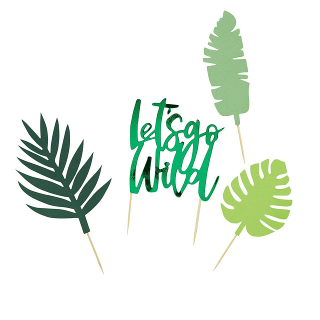 Green Let's Go Wild Cake Topper - Set of 4