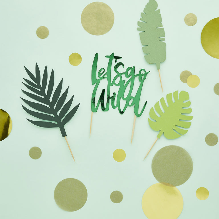 Green Let's Go Wild Cake Topper - Set of 4