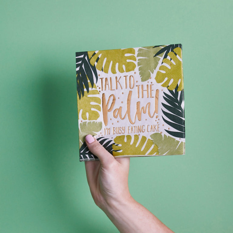 Green Talk to the Palm Tropical Napkins - Set of 20