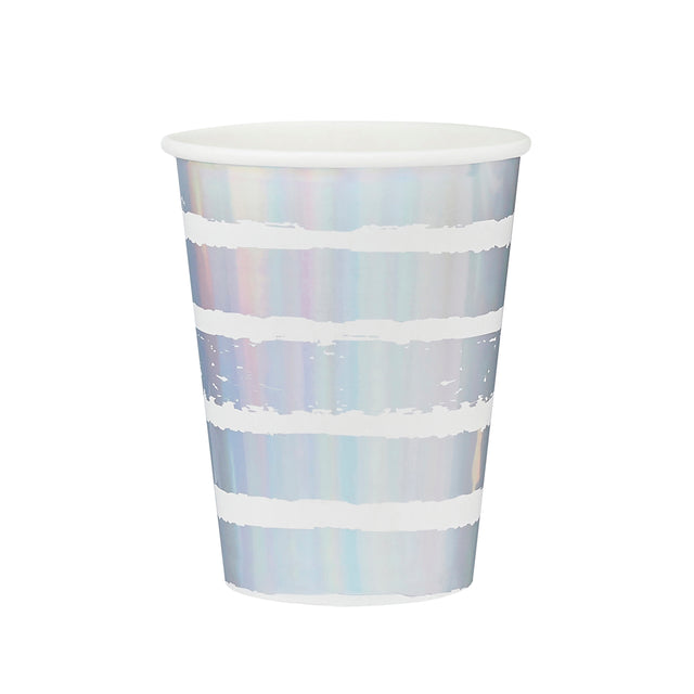 Iridescent Striped Paper Cups - Set of 10