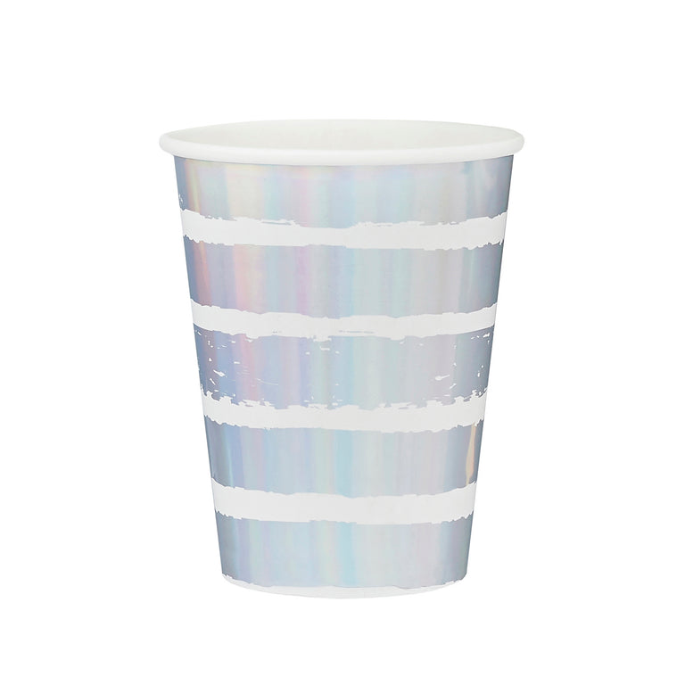 Iridescent Striped Paper Cups - Set of 10