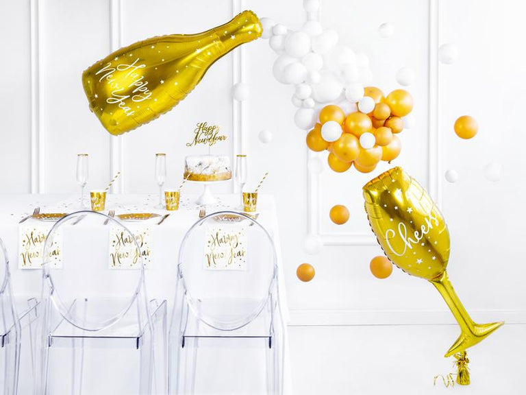 Large Gold Foil Happy New Year Bottle Balloon - Set of 1