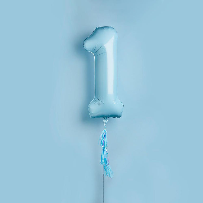 Large Pastel Blue Number 1 Foil Balloon