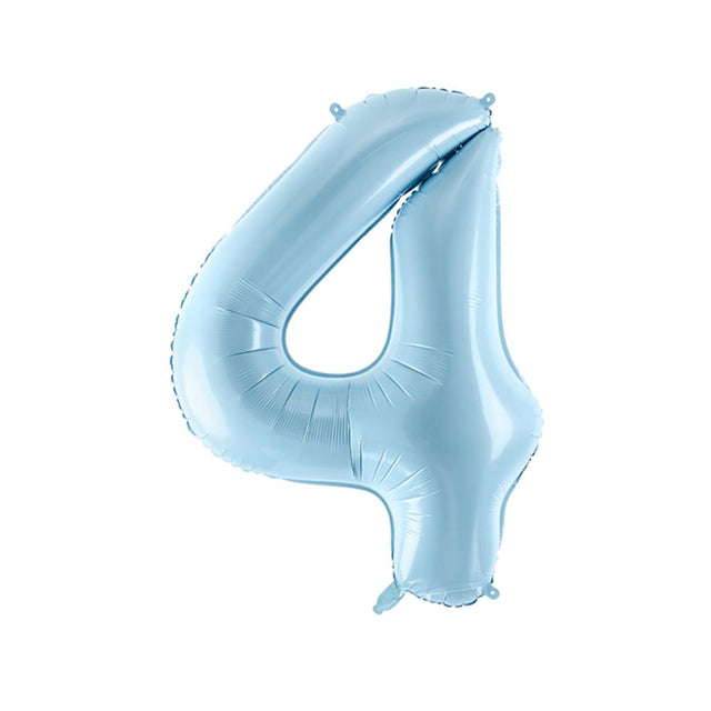 Large Pastel Blue Number 4 Foil Balloon