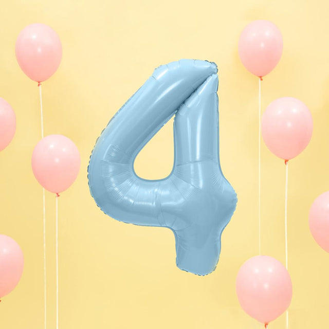 Large Pastel Blue Number 4 Foil Balloon