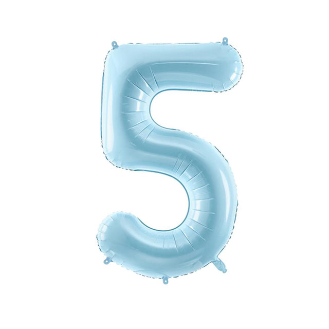 Large Pastel Blue Number 5 Foil Balloon