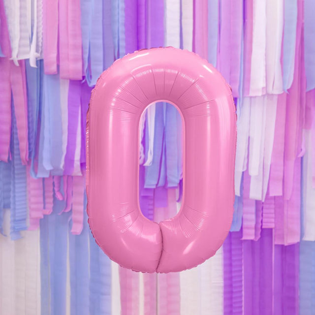 Large Pastel Pink Number 0 Foil Balloon