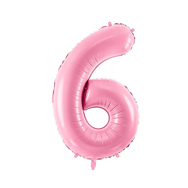 Large Pastel Pink Number 6 Foil Balloon