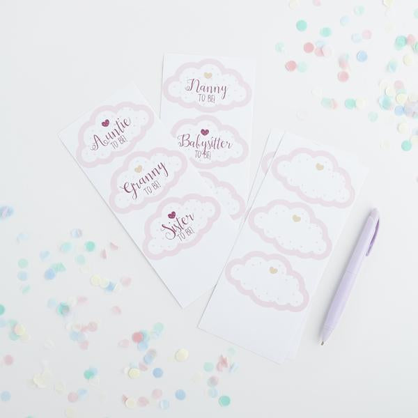 Pink Cloud Guest Stickers - Set of 18