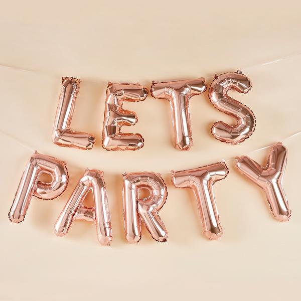 Rose Gold Lets Party Foil Balloon Garland - Set of 1