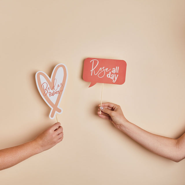 Rose Gold Bridal Shower Photo Props - Set of 10