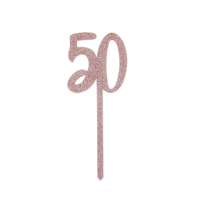 Rose Gold Glitter Acrylic 50 Cake Topper