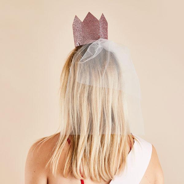 Rose Gold Glitter Bride To Be Crown and Veil