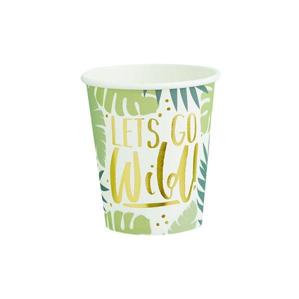 Tropical Leaf Patterned Paper Cups - Set of 10