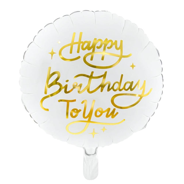 White and Gold Happy Birthday To You Foil Balloon - Set of 1