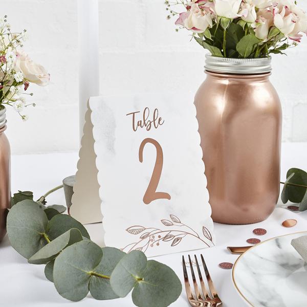 Rose Gold Leaf Table Numbers