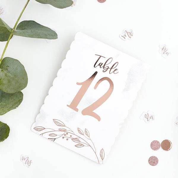 Rose Gold Leaf Table Numbers