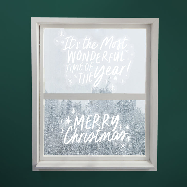 White Festive Window Clings - Set of 2