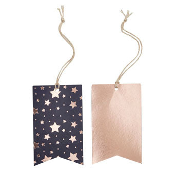 Metallic Star Tag Kit Navy & Rose Gold - Set of 8