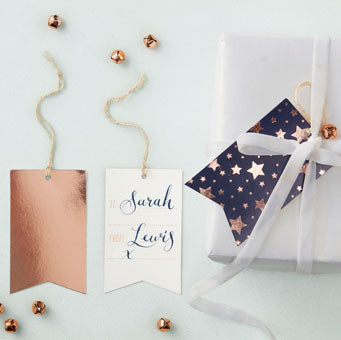 Metallic Star Tag Kit Navy & Rose Gold - Set of 8