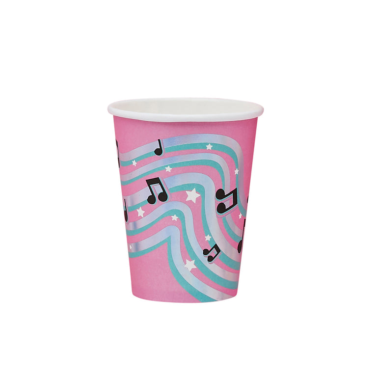 Pink Musical Note Paper Cups - Set of 8